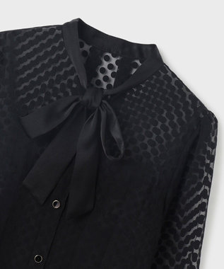 GRACE CONTINENTAL ドットオパールタイ付ブラウス ブラック