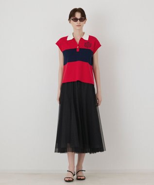 GRACE CONTINENTAL ラガーポロニットトップ レッド