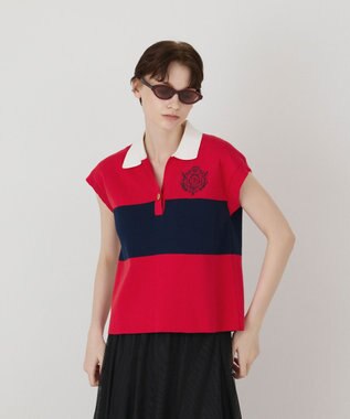 GRACE CONTINENTAL ラガーポロニットトップ レッド