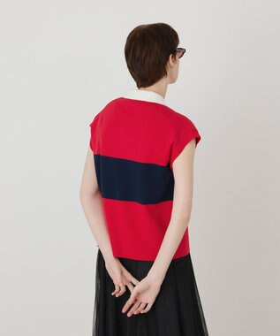 GRACE CONTINENTAL ラガーポロニットトップ レッド