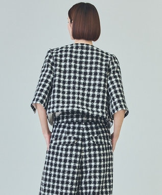 GRACE CONTINENTAL チェックツイードショートジャケット ブラック