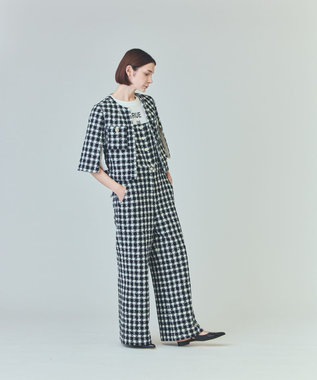 GRACE CONTINENTAL チェックツイードショートジャケット ブラック