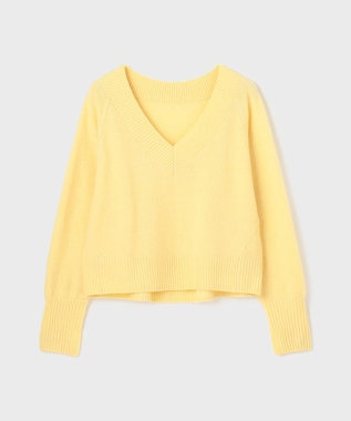 GRACE CONTINENTAL Vネックラムニットトップ イエロー