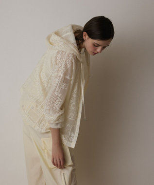 GRACE CONTINENTAL キカレースフード付トップ キナリ