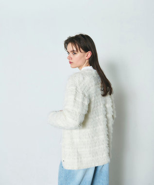 GRACE CONTINENTAL フェザーツイードニットカーディガン ホワイト