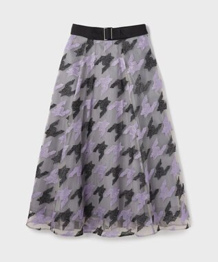 GRACE CONTINENTAL 千鳥刺繍チュールスカート パープル