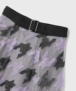 GRACE CONTINENTAL 千鳥刺繍チュールスカート パープル