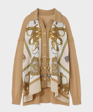 GRACE CONTINENTAL スカーフコンビカーディガン キャメル