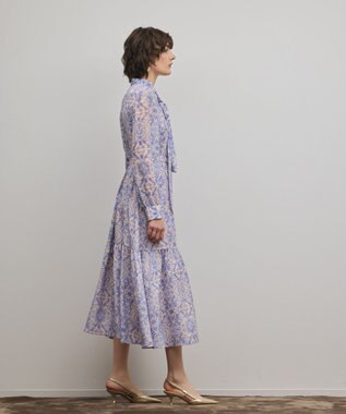 GRACE CONTINENTAL ダマスク柄風プリントワンピース ブルー