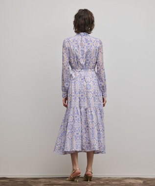 GRACE CONTINENTAL ダマスク柄風プリントワンピース ブルー