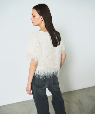 GRACE CONTINENTAL フリンジトップ ホワイト