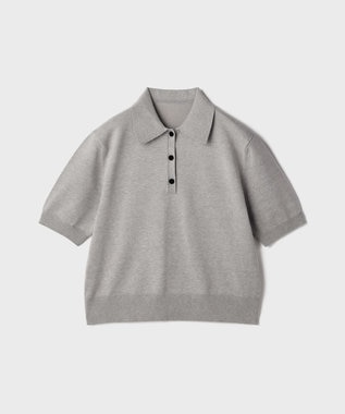 GRACE CONTINENTAL バイカラーポロニットトップ グレー
