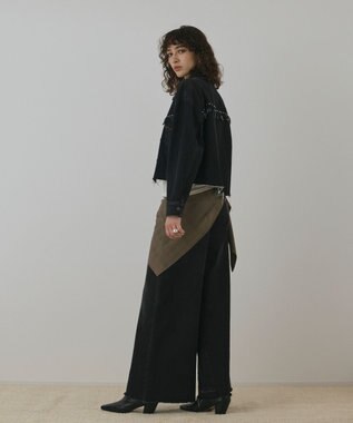 GRACE CONTINENTAL フリンジスタッズデニムジャケット ブラック