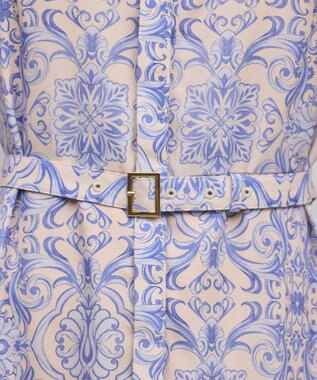 GRACE CONTINENTAL ダマスク柄風プリントワンピース ブルー