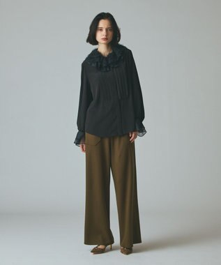 GRACE CONTINENTAL ウールジャージパンツ カーキ