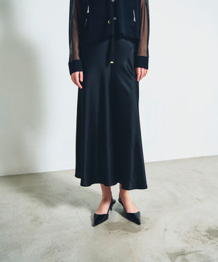 GRACE CONTINENTAL サテンバイアスロングスカート ブラック
