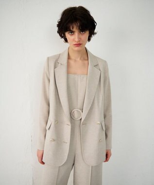 GRACE CONTINENTAL 麻調バックギャザージャケット ベージュ