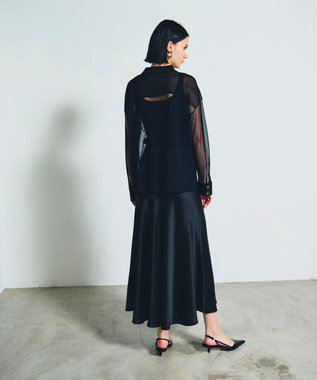 GRACE CONTINENTAL サテンバイアスロングスカート ブラック