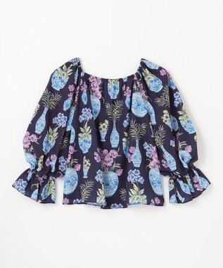 GRACE CONTINENTAL フラワーベースプリントトップ ネイビー