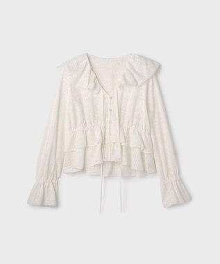 GRACE CONTINENTAL エンブロイダリーフリルブラウス ホワイト