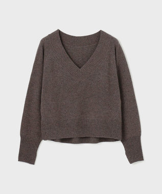 GRACE CONTINENTAL Vネックラムニットトップ ブラウン