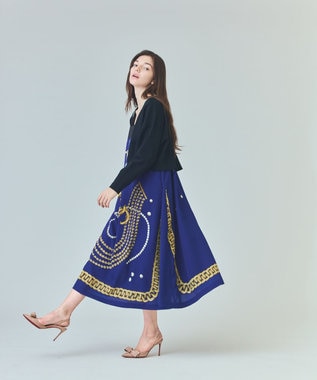 GRACE CONTINENTAL ジュエリーモチーフドレス ブルー