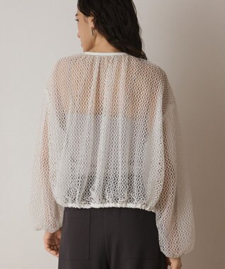 GRACE CONTINENTAL メッシュギャザーブルゾン ホワイト