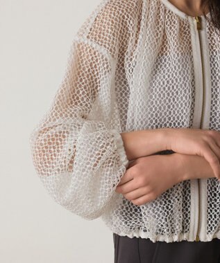 GRACE CONTINENTAL メッシュギャザーブルゾン ホワイト