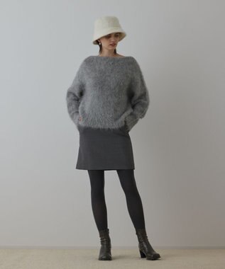 GRACE CONTINENTAL ウールギャバミニスカート グレー