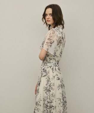 GRACE CONTINENTAL フラワープリントシャツフレアワンピース キナリ