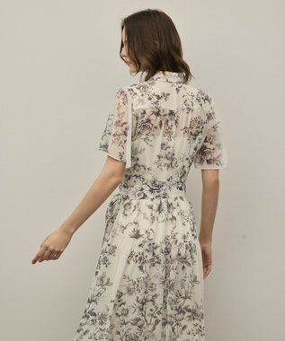 GRACE CONTINENTAL フラワープリントシャツフレアワンピース キナリ