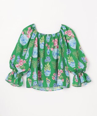 GRACE CONTINENTAL フラワーベースプリントトップ グリーン