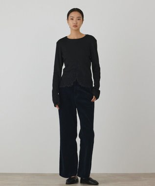 GRACE CONTINENTAL レースヘムカットトップ ブラック