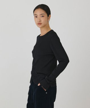 GRACE CONTINENTAL レースヘムカットトップ ブラック