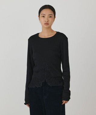 GRACE CONTINENTAL レースヘムカットトップ ブラック