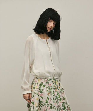 GRACE CONTINENTAL ノーカラーカラミブルゾン ホワイト