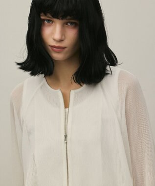 GRACE CONTINENTAL ノーカラーカラミブルゾン ホワイト