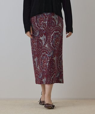 GRACE CONTINENTAL ラメペイズリージャガードスカート ボルドー