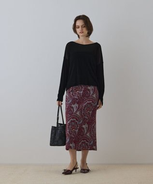 GRACE CONTINENTAL ラメペイズリージャガードスカート ボルドー