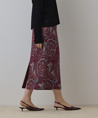 GRACE CONTINENTAL ラメペイズリージャガードスカート ボルドー