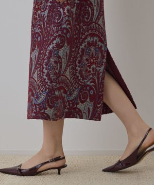 GRACE CONTINENTAL ラメペイズリージャガードスカート ボルドー