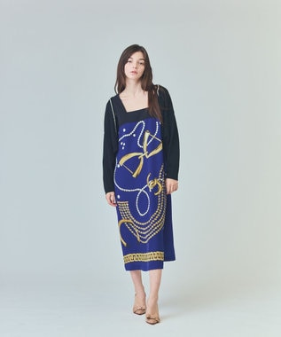 GRACE CONTINENTAL ジュエリーモチーフドレス ブルー