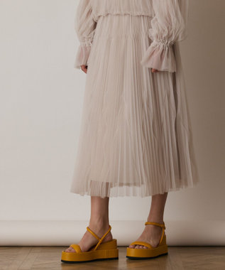 GRACE CONTINENTAL チュールマチプリーツスカート ベージュ