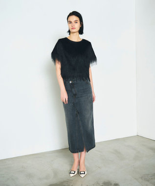 GRACE CONTINENTAL フリンジトップ ブラック