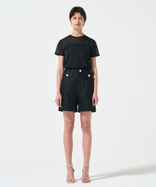 GRACE CONTINENTAL リネンタッチハーフパンツ ブラック