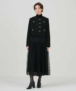 GRACE CONTINENTAL チュールリボン刺繍スカート ブラック