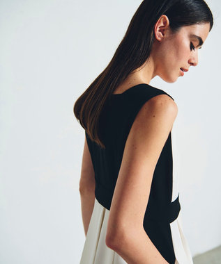 GRACE CONTINENTAL ラインバイカラードレス ホワイト