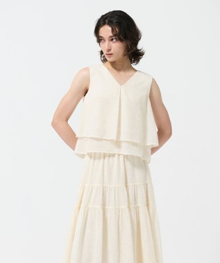 GRACE CONTINENTAL シフォンカットジャガードトップ キナリ