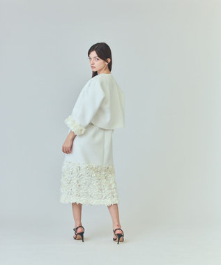 GRACE CONTINENTAL フラワーチュール切替ジャケット ホワイト