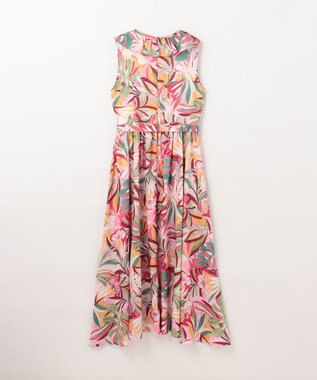 GRACE CONTINENTAL リーフプリントワンピース ピンク